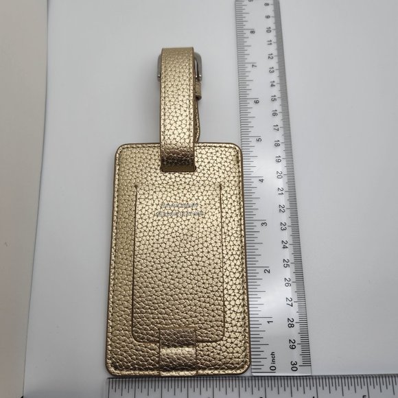 Campo Marzio Designer Pebbled Luxury Leather Luggage Tag- gold - Picture 7 of 7